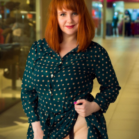 Redhead Katrin Porto showing her big boobs in public