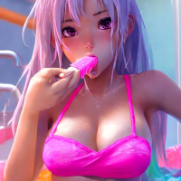 Pink Animated sucking on icecream