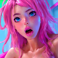 Pink Animated sucking on icecream