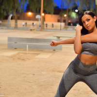 Mila Monet loves to work out and show nice boobs