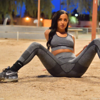 Mila Monet loves to work out and show nice boobs