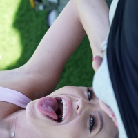 Flexible brunette girl Evelyn Payne spreads wide for a big cock