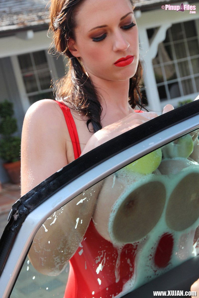 Busty Lana Kendrick washing her Car in a Swimsuit - Photo #777602