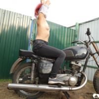 Redhead babe really likes my new bike