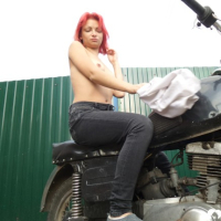 Redhead babe really likes my new bike
