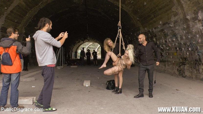 Liz Rainbow blonde nympho is bound and publicly doube fucked wit - Photo #784392