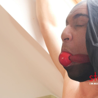 Mistress Blanche Bradburry plays with suspended submissive