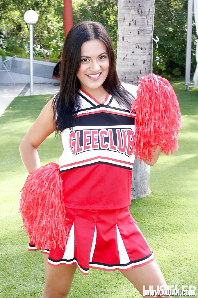 Young cheerleader babe Selma Sins sliding a finger inside warm cunt - Photo #795575