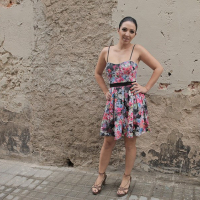Pamela Sanchez gives an upskirt peek outdoors