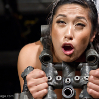 Kinky Asian bondage babe Mia Li taking hardcore spanking blindfolded