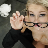 Hot blond Staci Carr sucking big dick until cum drips from mouth