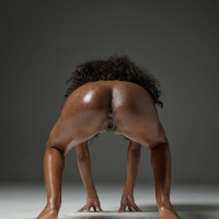 Shy young Katherina loves to show chocolate body