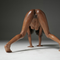 Shy young Katherina loves to show chocolate body