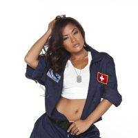 Asian babe Kimberly Kane shows her ass and tiny tits in uniform