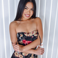 Brunette solo girl Cindy Starfall flashing phat Asian ass and shaved pussy