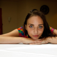 Sweet pretty brunette Oxana Chic loves teasing over her piano