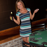 Gorgeous blonde Meet Madden plays poker in her panties