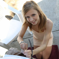 Hot teen Rachel James gets her pussy filled outside