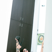 Sexy pornstar MILF Tera Patrick showing off big tits hard nipples in heels