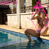 Lovely petite Nikita Bellucci enjoys masturbating and squirting by the pool