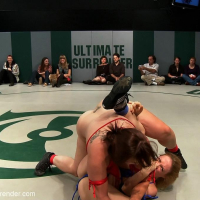Group of lesbian girls in nonscripted lesbian wrestling fight
