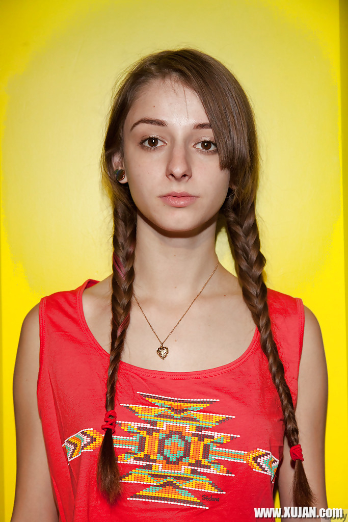 Innocent teen with pigtails Willow Hayes having fun in yoga pants - Photo #854909