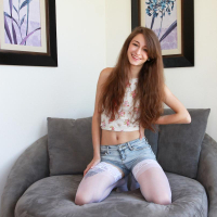 Perky coed Willow Hayes plays with her moist pussy