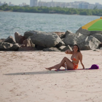Horny Lilly Hall gets picked up oiled up then shagged on the beach