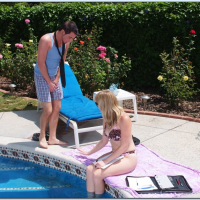 Young hottie Adrianna Nicole got horny sunbathing and seduced her man