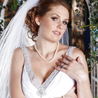 Lecherous bride Allison Moore stripping and spreading her legs