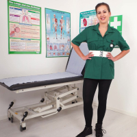 Hot slut Tindra Frost strips off uniform in a doctors office