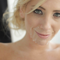 Busty blonde exgirlfriend Tasha Reign taking cumshot on pretty face after BJ