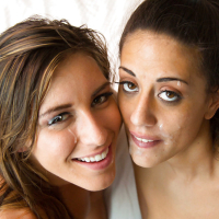 Lyla Storm and Rilynn Rae are giving a tasty sloppy blowjob together