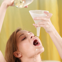 Naughty Euro girl Olivia Devine pissing into bottle before drinking own
