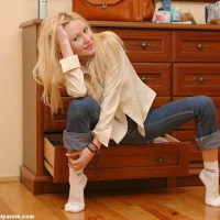 Blonde Busty Teen Lovely Anne Strips