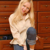 Blonde Busty Teen Lovely Anne Strips