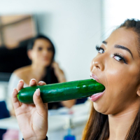 Slutty Malina Melendez and Sandy Love fucking same lucky dude