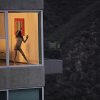 Watch through an open window as brunette babe Aiden Ashley squee
