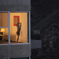 Watch through an open window as brunette babe Aiden Ashley squee
