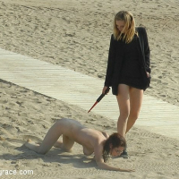 Zenda Sexy is publicly stripped and bound for electro and sex by