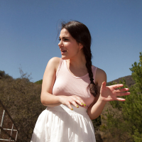 Gracious brunette bombshell Valentina Nappi having fun on a farm