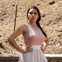 Gracious brunette bombshell Valentina Nappi having fun on a farm