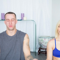 Clothed bitches Ash Hollywood and Presley Hart are rammed by big dong