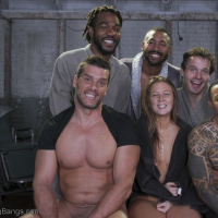Febby Twigs tied up and squirting in a gangbang