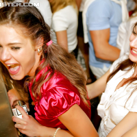 Lascivious european gals bring their mouths and pussies into party play