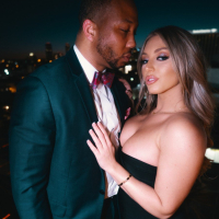 Gorgeous busty Kayley Gunner is teasing black dude in sexy black dress
