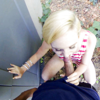 Close up outdoor ass fuck of a blonde teen Miley May and her man