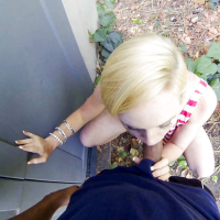 Close up outdoor ass fuck of a blonde teen Miley May and her man