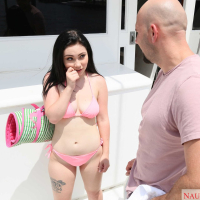Lustful dark haired chick Lenna Lux fucking her friends stepbro