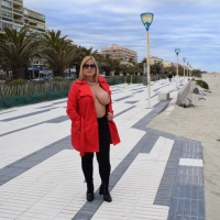 Nude babe Chrissy goes for a topless walk in France